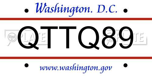 QTTQ89 District Of Columbia License Plate