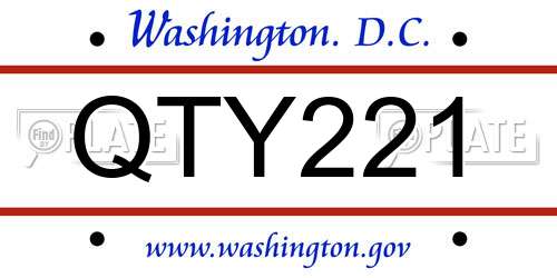 QTY221 District Of Columbia License Plate
