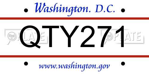 QTY271 District Of Columbia License Plate