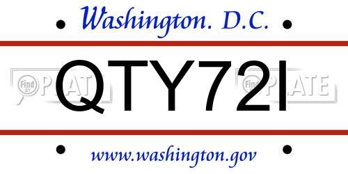 QTY72I District Of Columbia License Plate