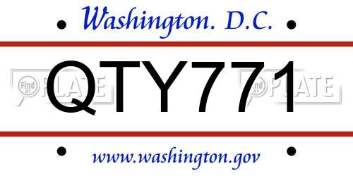 QTY771 District Of Columbia License Plate
