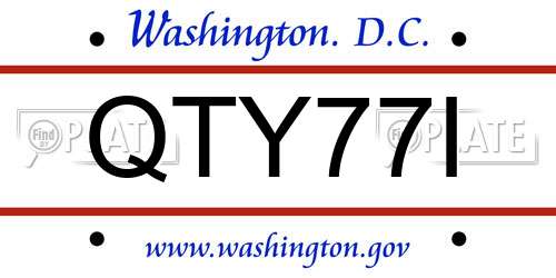QTY77I District Of Columbia License Plate