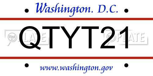 QTYT21 District Of Columbia License Plate