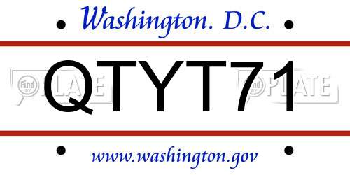 QTYT71 District Of Columbia License Plate