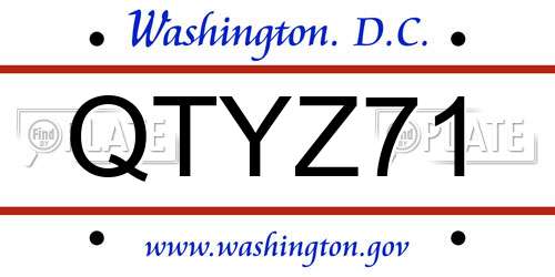 QTYZ71 District Of Columbia License Plate