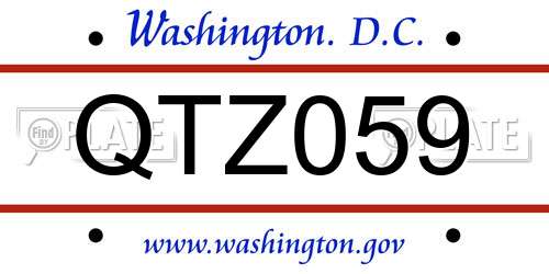 QTZ059 District Of Columbia License Plate