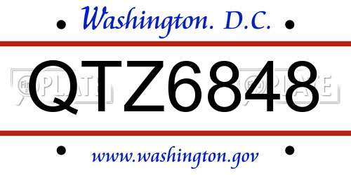 QTZ6848 District Of Columbia License Plate