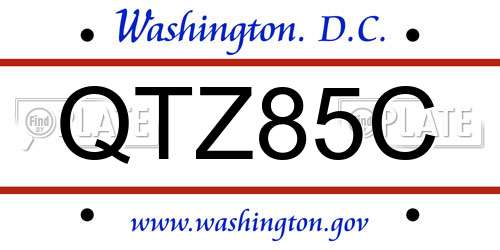 QTZ85C District Of Columbia License Plate