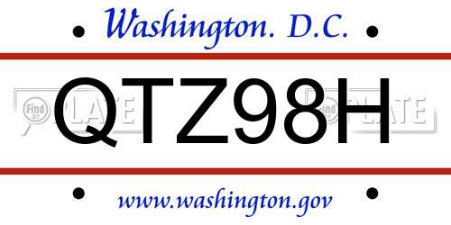 QTZ98H District Of Columbia License Plate