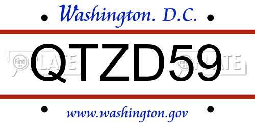 QTZD59 District Of Columbia License Plate