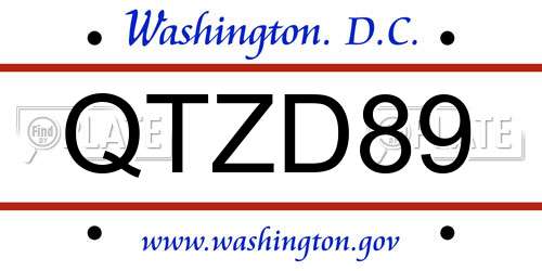 QTZD89 District Of Columbia License Plate