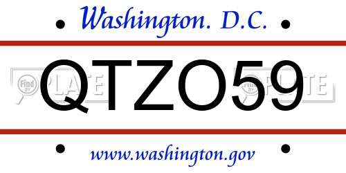 QTZO59 District Of Columbia License Plate