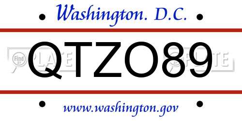 QTZO89 District Of Columbia License Plate
