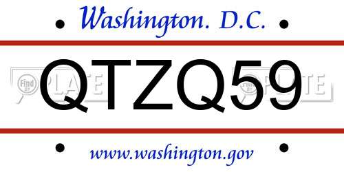 QTZQ59 District Of Columbia License Plate