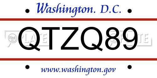 QTZQ89 District Of Columbia License Plate