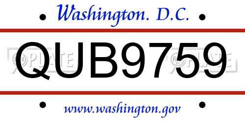 QUB9759 District Of Columbia License Plate