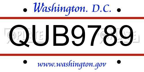 QUB9789 District Of Columbia License Plate