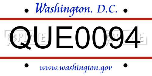 QUE0094 District Of Columbia License Plate