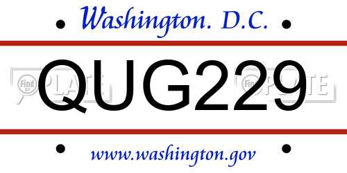 QUG229 District Of Columbia License Plate