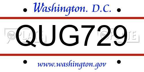 QUG729 District Of Columbia License Plate