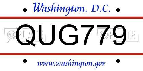 QUG779 District Of Columbia License Plate