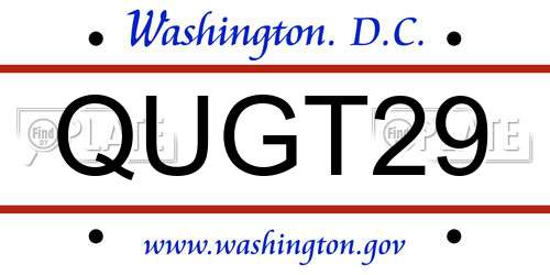 QUGT29 District Of Columbia License Plate