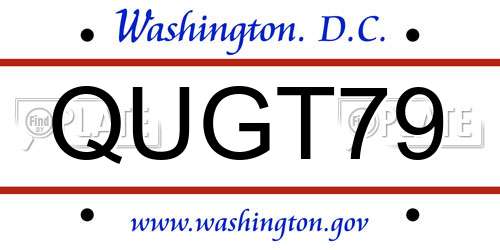 QUGT79 District Of Columbia License Plate