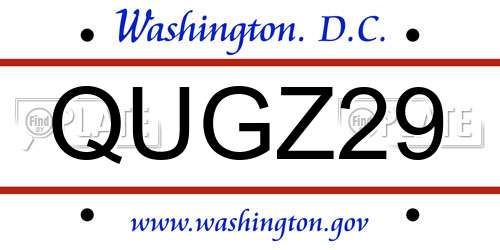 QUGZ29 District Of Columbia License Plate