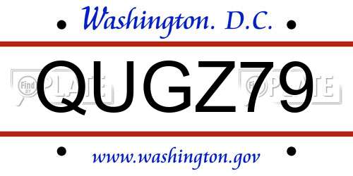 QUGZ79 District Of Columbia License Plate