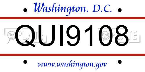 QUI9108 District Of Columbia License Plate