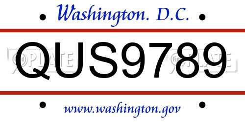 QUS9789 District Of Columbia License Plate