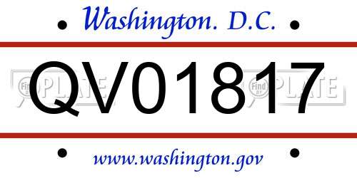 QV01817 District Of Columbia License Plate