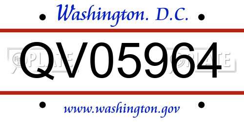 QV05964 District Of Columbia License Plate