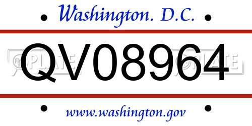 QV08964 District Of Columbia License Plate