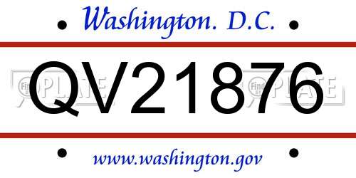 QV21876 District Of Columbia License Plate
