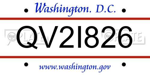 QV2I826 District Of Columbia License Plate