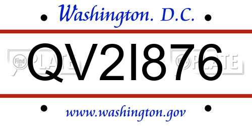 QV2I876 District Of Columbia License Plate