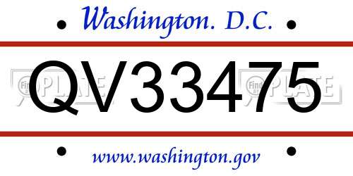 QV33475 District Of Columbia License Plate