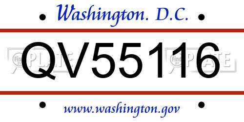 QV55116 District Of Columbia License Plate