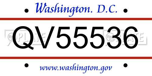 QV55536 District Of Columbia License Plate
