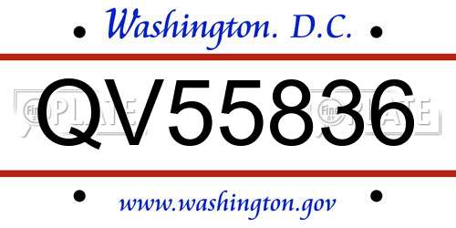 QV55836 District Of Columbia License Plate