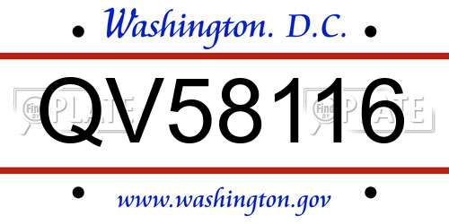 QV58116 District Of Columbia License Plate