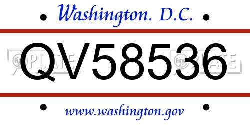 QV58536 District Of Columbia License Plate