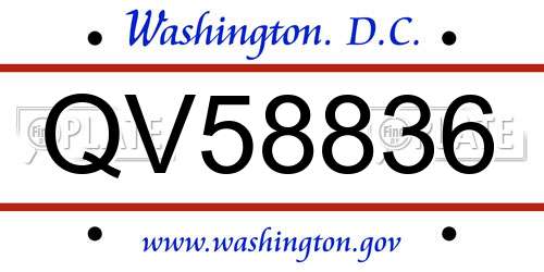 QV58836 District Of Columbia License Plate