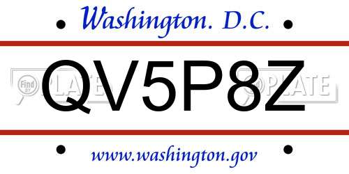 QV5P8Z District Of Columbia License Plate