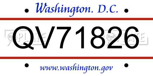 QV71826 District Of Columbia License Plate