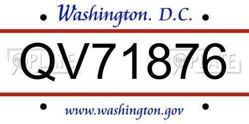 QV71876 District Of Columbia License Plate
