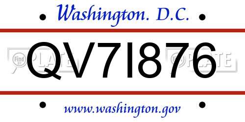QV7I876 District Of Columbia License Plate