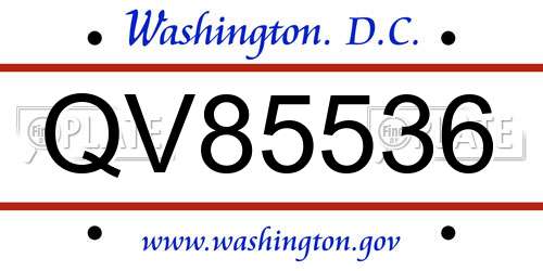 QV85536 District Of Columbia License Plate