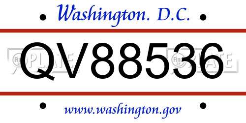 QV88536 District Of Columbia License Plate